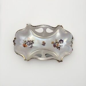 Antique Porcelain Bavaria Lobster Dish Gold Trim Floral Design